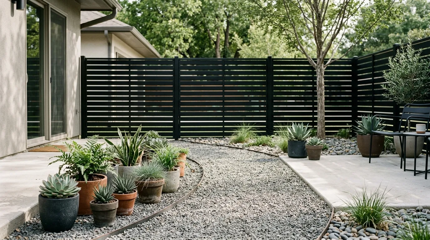 Black Metal Slat Fence
